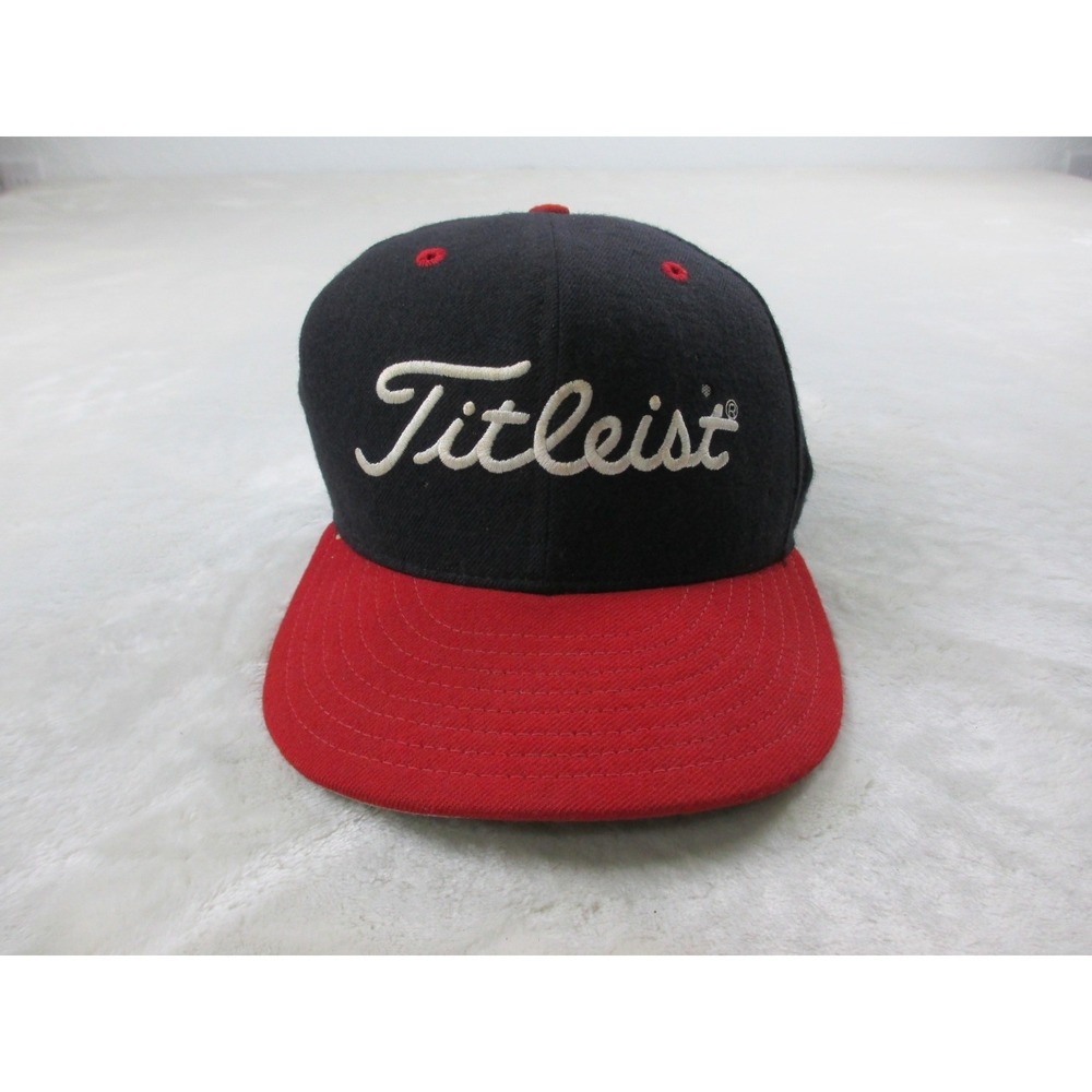 New Era Titleist Hat Cap Fitted Mens 7 1/8‎ Blue Red Wool Golf Golfing USA*